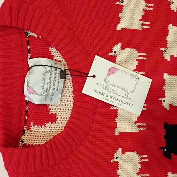 NWT Warm And Wonderful Princess Diana Sheep Sweater Red White Black Iconic - Picture 2 of 5